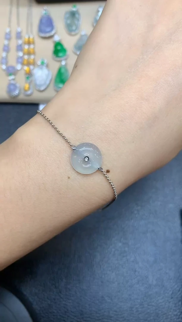 18K金镶嵌手链翡翠平安扣【无服务费