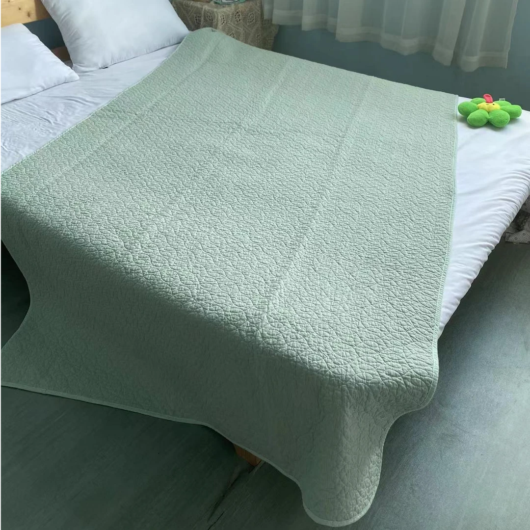 男士双面纯棉100棉纯色隔脏垫防油防汗夏薄荷绿清爽盖毯纯棉床盖