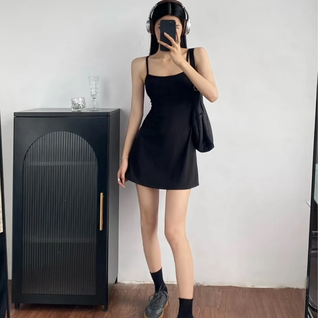 alig*n吊带连衣裙性感后背镂空A字版梨形显瘦健身瑜伽网球裙女