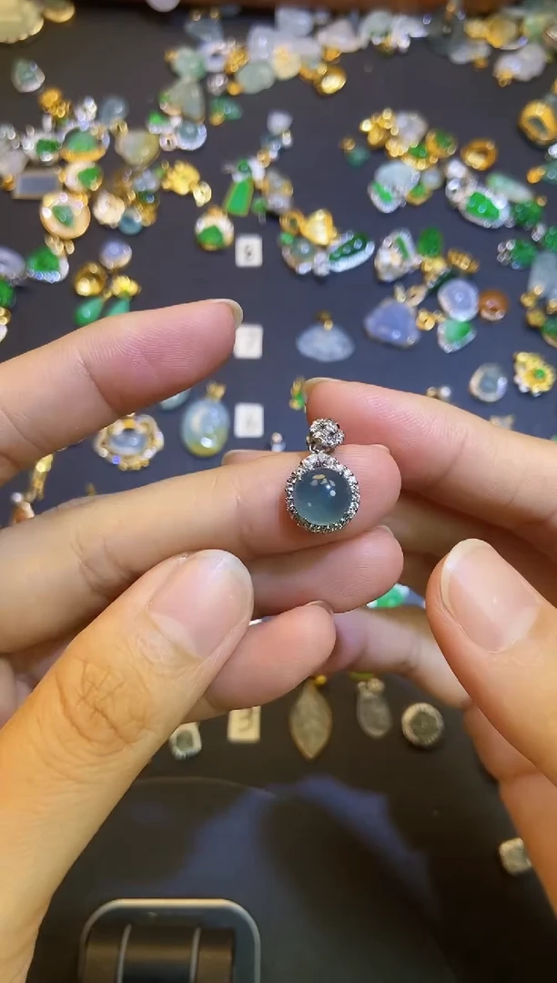 翡翠银S925镶嵌吊坠(不含链)1