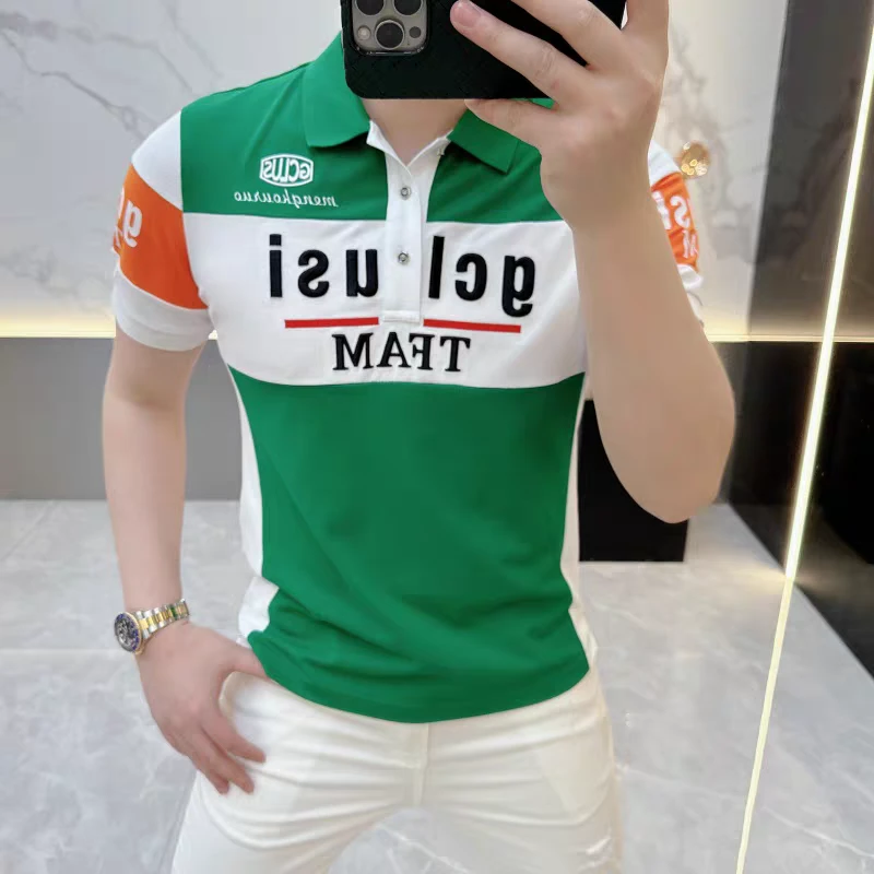 度尚-夏季新款男士轻奢高品质针织薄款时尚休闲翻领POLO衫短袖