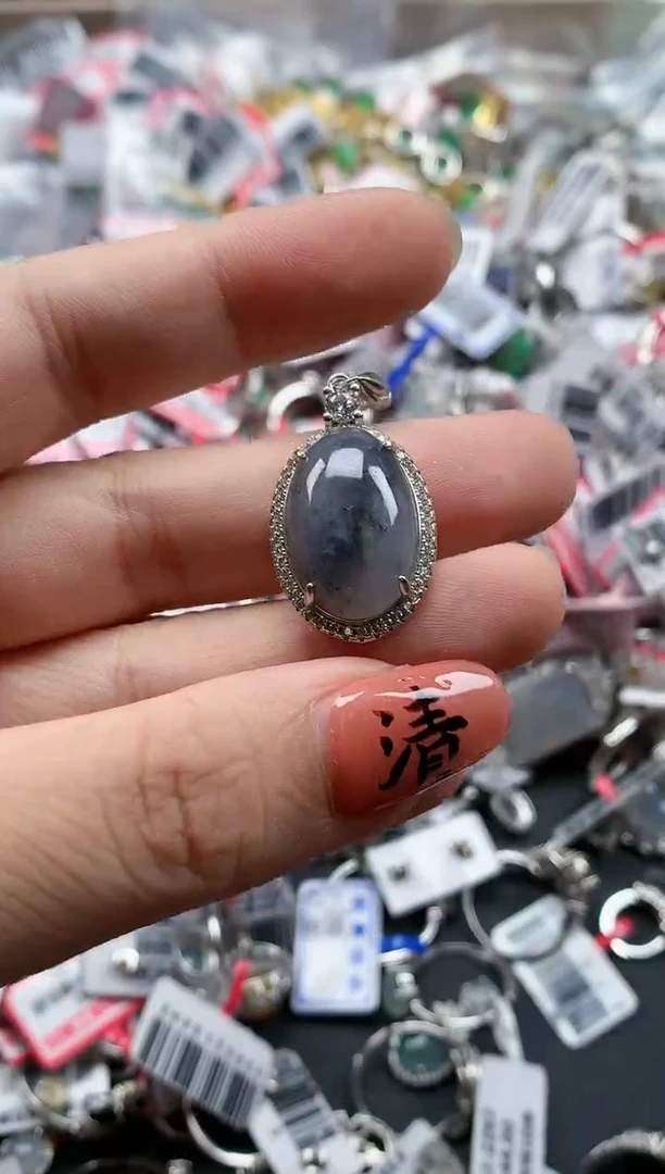 银S925镶嵌戒指翡翠天然A货缅甸翡翠