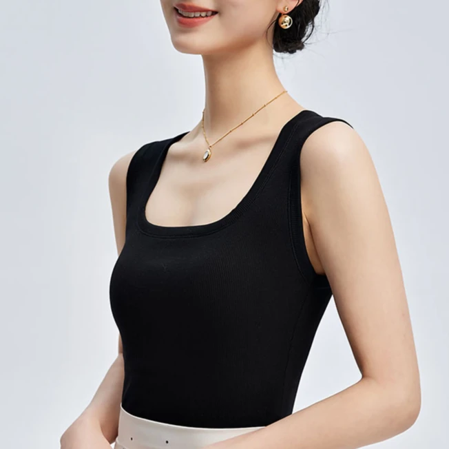 方领可外穿吊带背心女夏莱赛尔带胸垫内搭6157新款打底宽肩带外穿