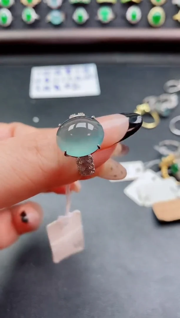 银S925镶嵌戒指翡翠1