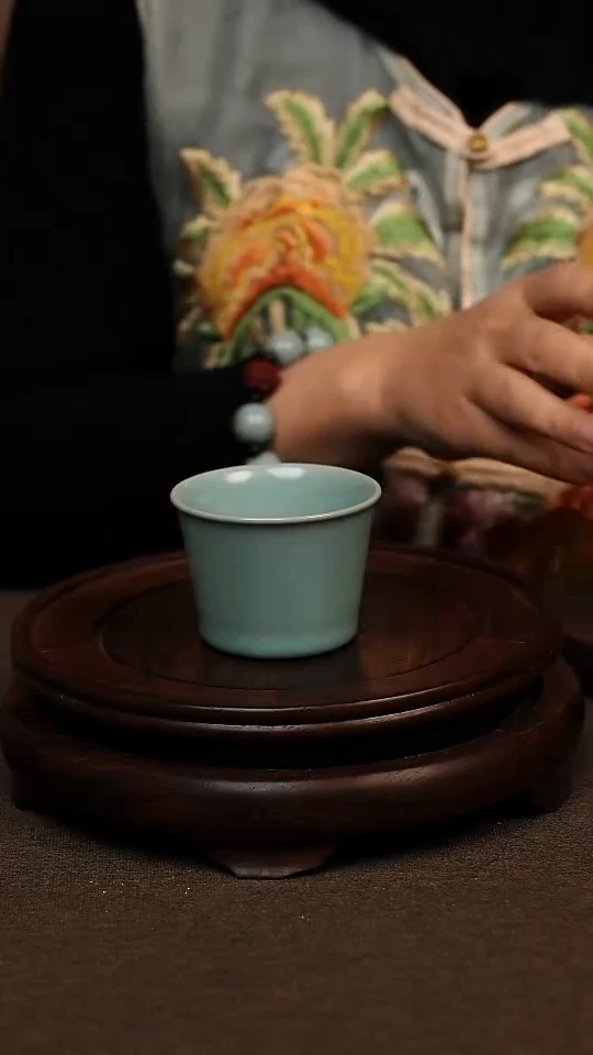 瓷片仿古釉全手马蹄杯80ml 微瑕 不带礼盒
