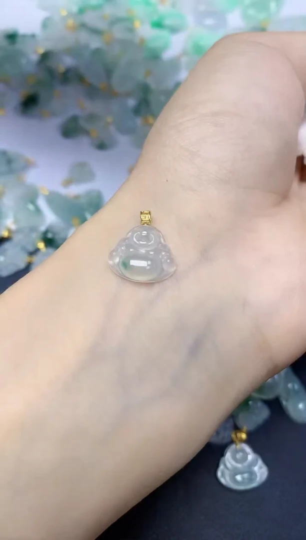 翡翠18K金镶嵌颈饰天然缅甸翡翠A货百元以上9元证书费自理