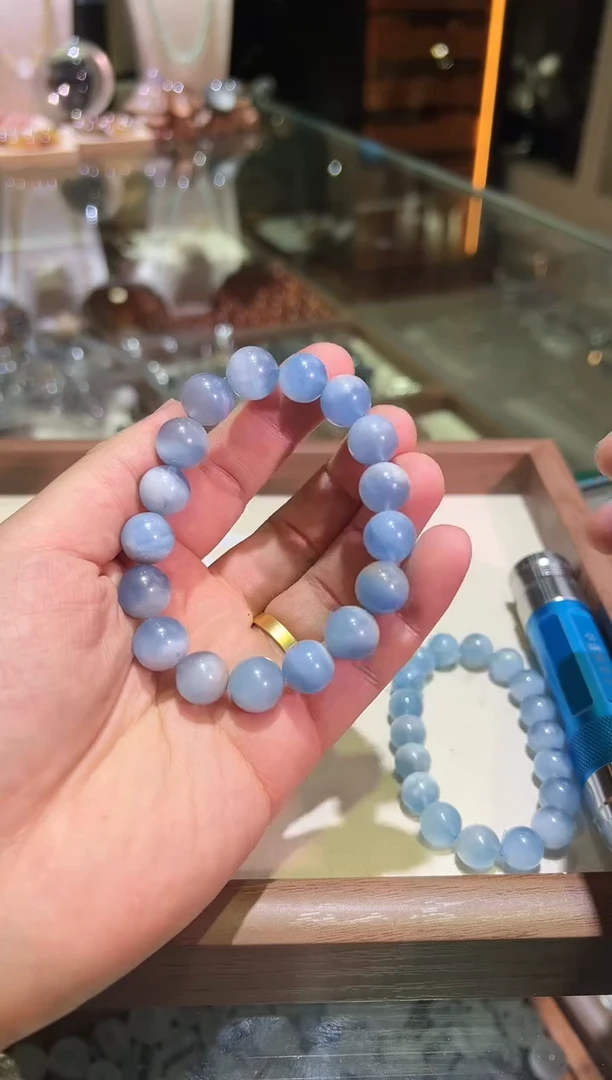 合成（培育）海蓝宝石未镶嵌12.3mm+岛屿海蓝宝（多样性发一）