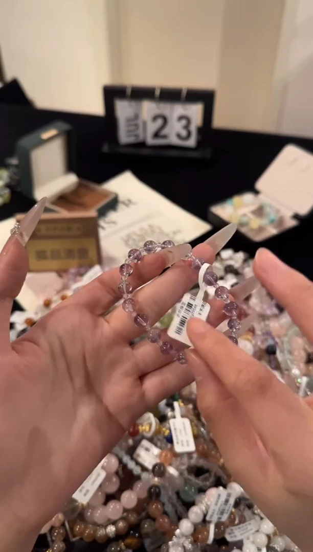 水晶手串合金紫兔毛x1744