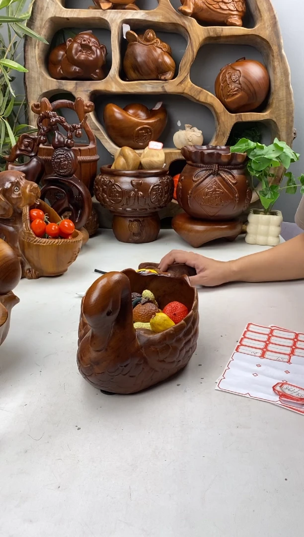 香樟木A59天鹅果盆/尺寸