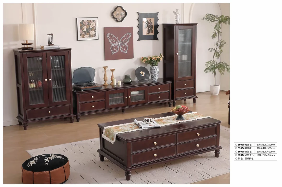 伊岛木创黑胡桃色复古风艺术法式设计电视柜轻奢家用美式