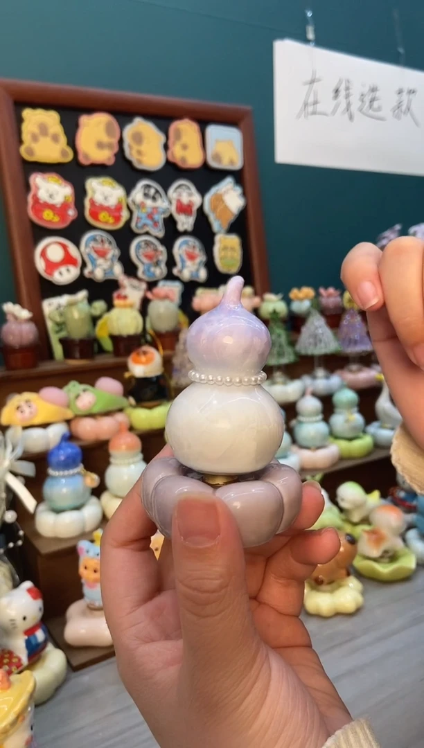 摆件陶紫色葫芦景德镇陶瓷摆件1个装