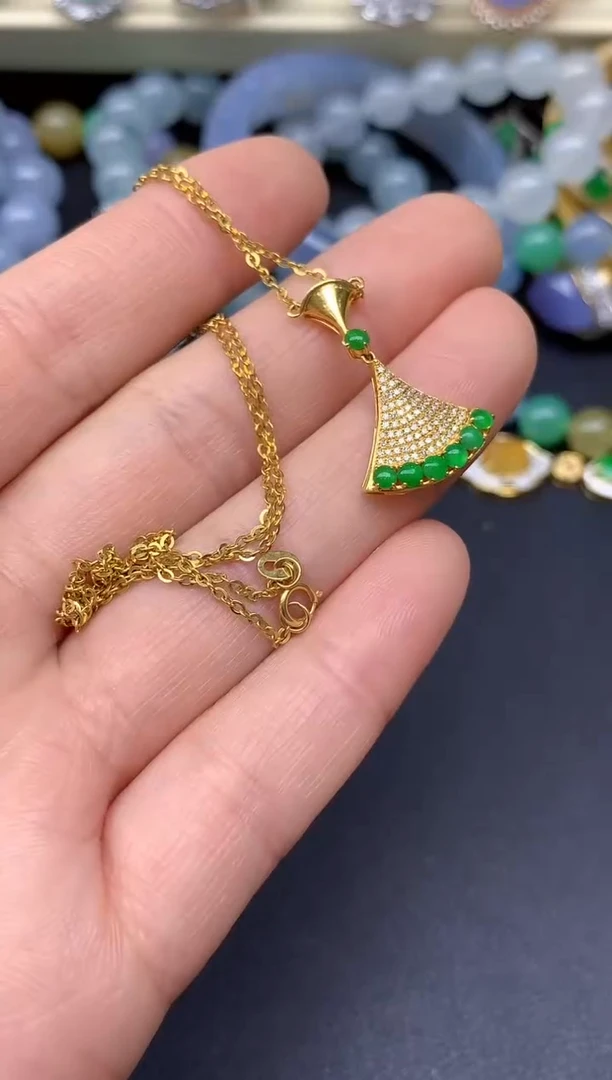 颈饰18K金镶嵌翡翠219-雪姐翡翠天天见
