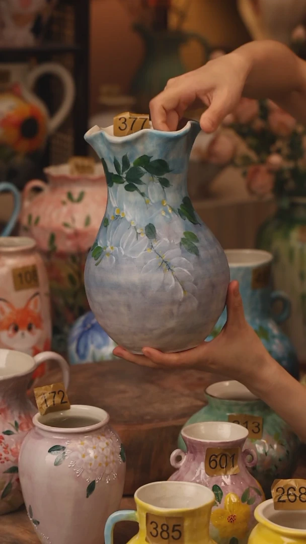 陶瓷377景德镇设计师手作花器摆件侘寂风