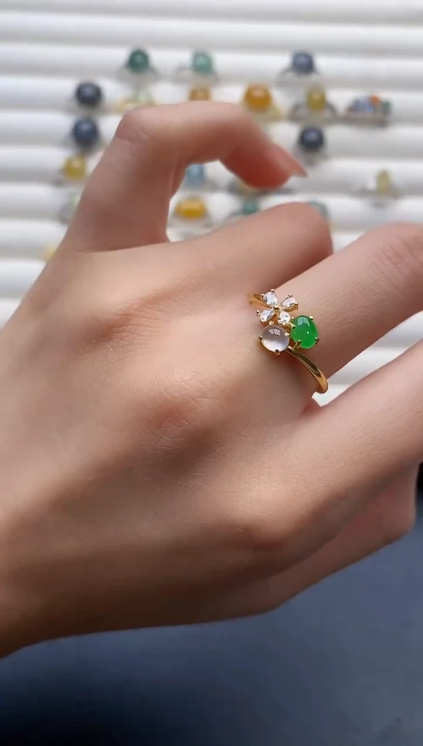 翡翠戒指银S925镶嵌888888+7