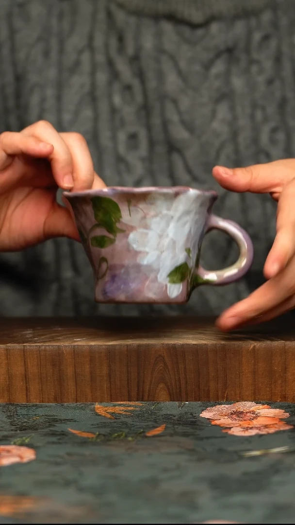 杯釉下彩手工手绘同款陶器