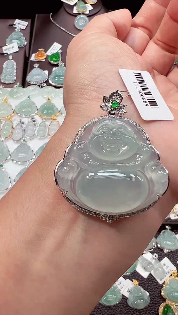 吊坠(不含链)18K金镶嵌翡翠佛公吊坠889