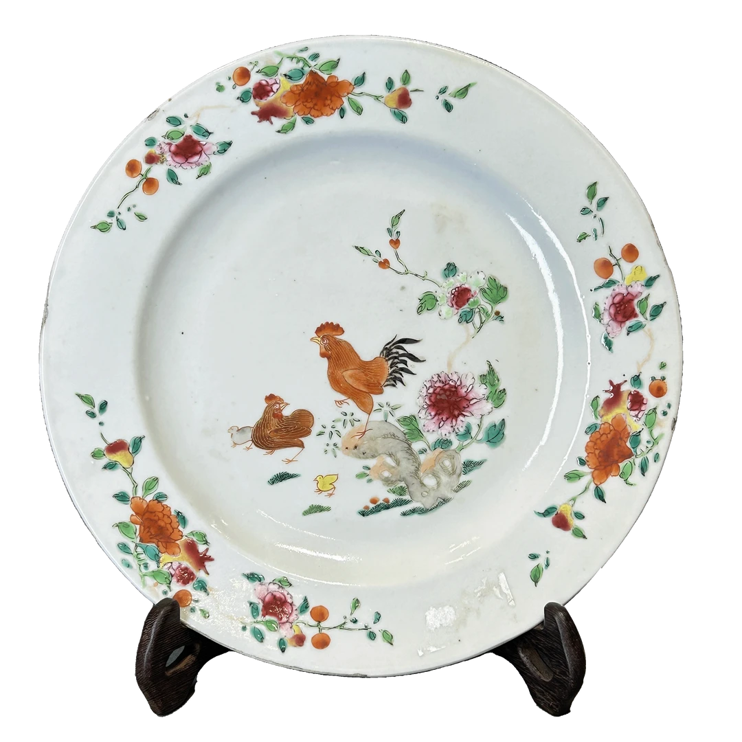 25025678x粉彩冠上加官纹盘