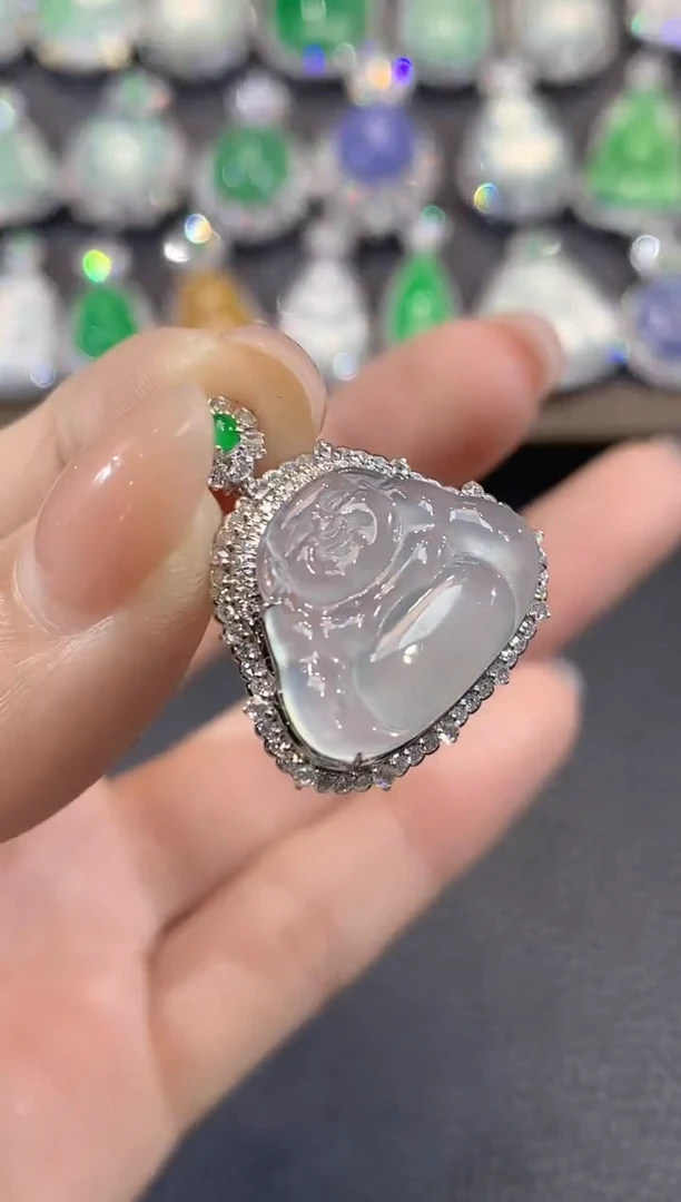 吊坠(不含链)18K金镶嵌翡翠A10翡翠