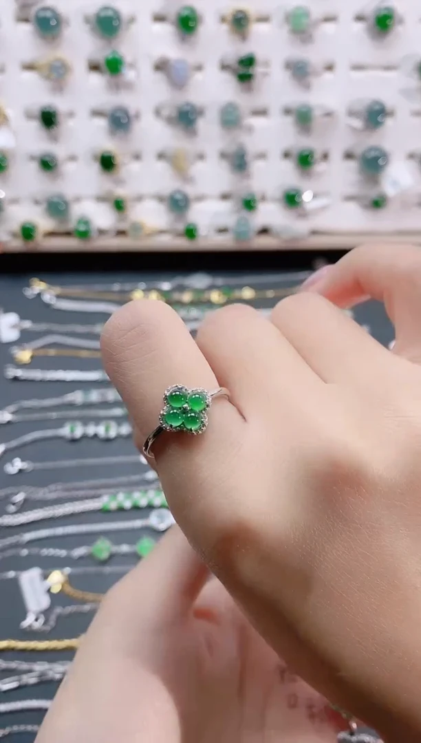 【闪购商品】翡翠戒指银S925镶嵌天然翡翠