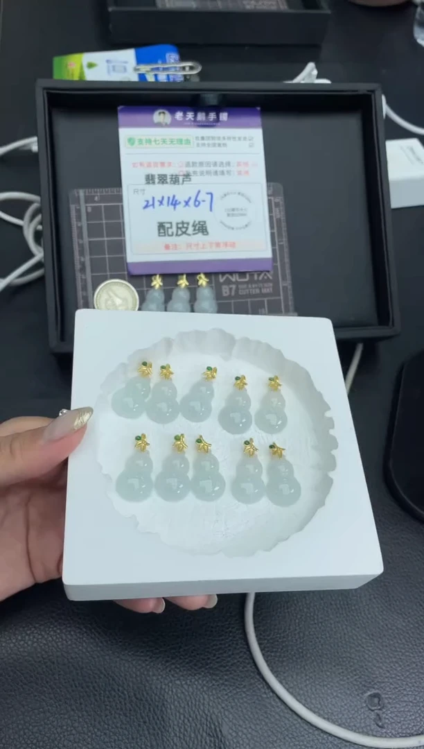 银S925镶嵌挂件翡翠葫芦FL1配绳/多样性发其一CP