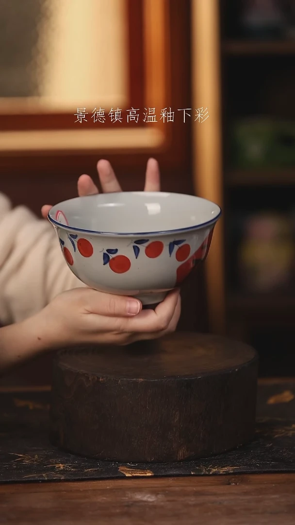 陶瓷景德镇高温釉下手绘陶瓷@L537@