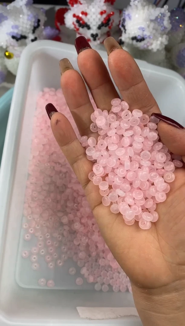 玻璃0807卡6渐变算盘珠150颗少女粉