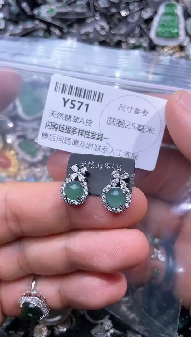 【闪购商品】翡翠颈饰未镶嵌Y571耳钉
