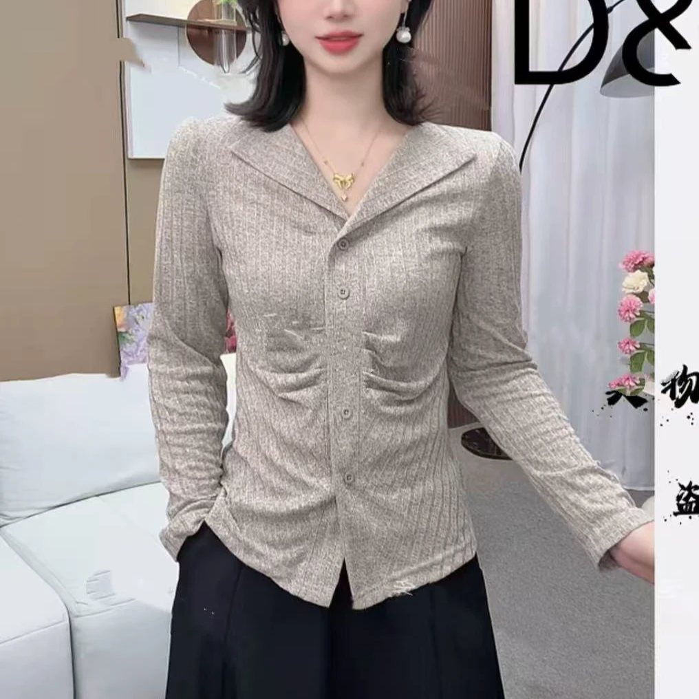 长袖T恤女洋气外穿早秋新款时尚显瘦设计感打底衫长袖衬衫女上衣