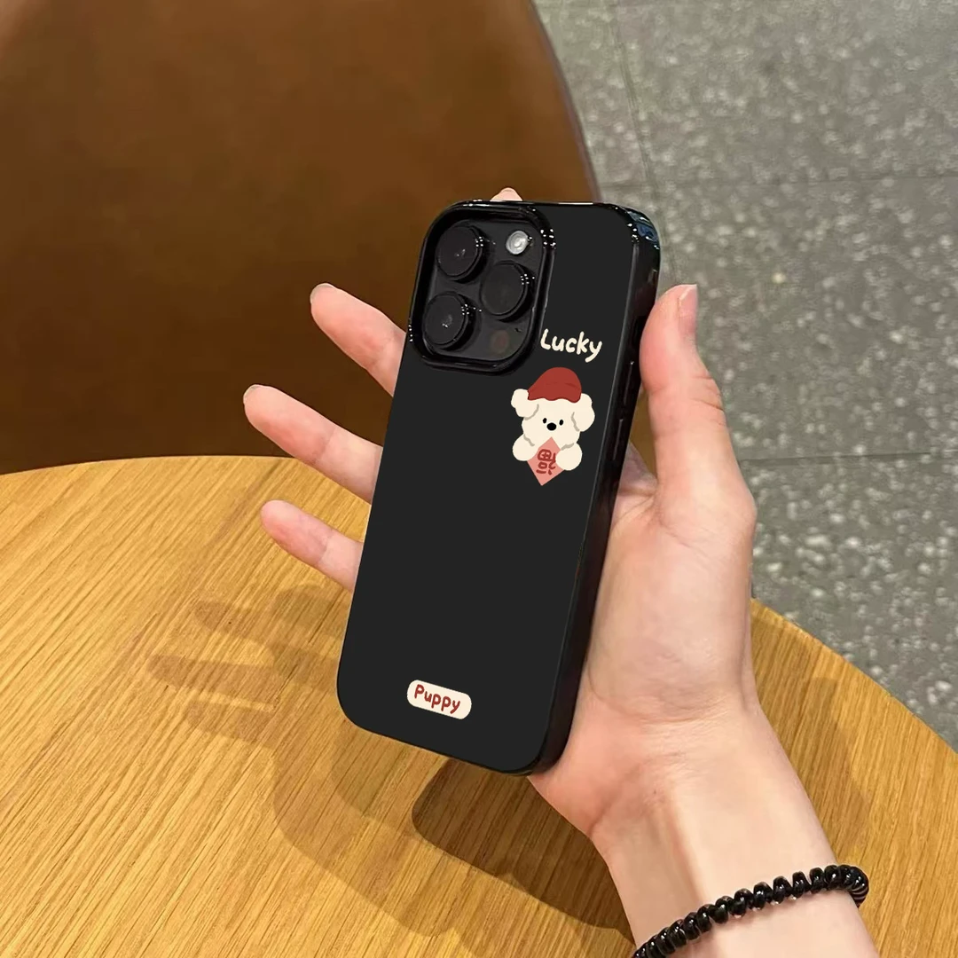 福气小狗适用苹果17/16Pro防摔手机壳14/15P亮面超薄12/13Pro软壳