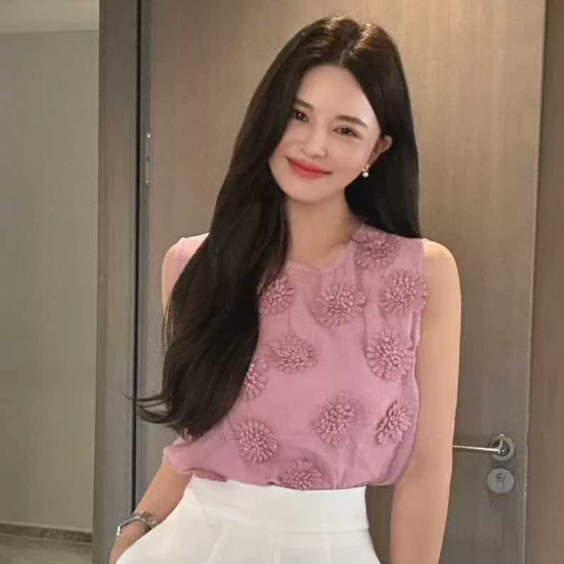 福利10.4号时尚减龄小女人花朵两件套（现货） 百搭无袖花朵两件套