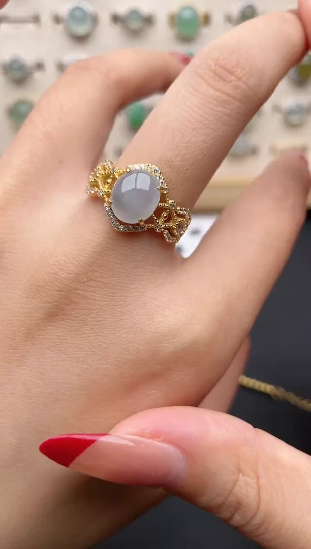 【闪购商品】翡翠戒指银S925镶嵌一物一证一礼盒