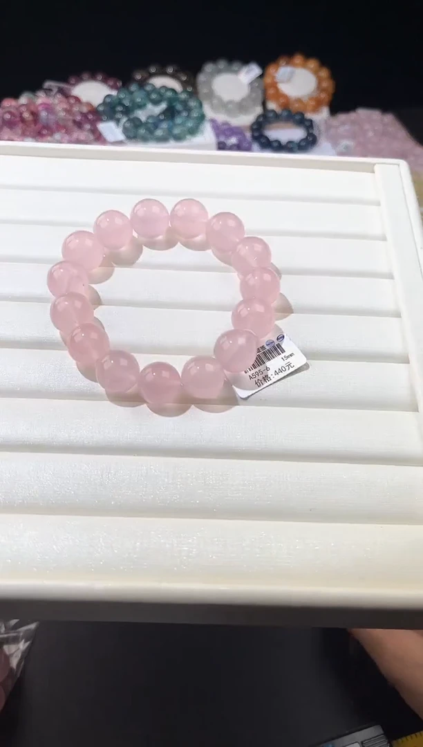 【闪购商品】水晶手链未镶嵌多样性发一粉晶15mm