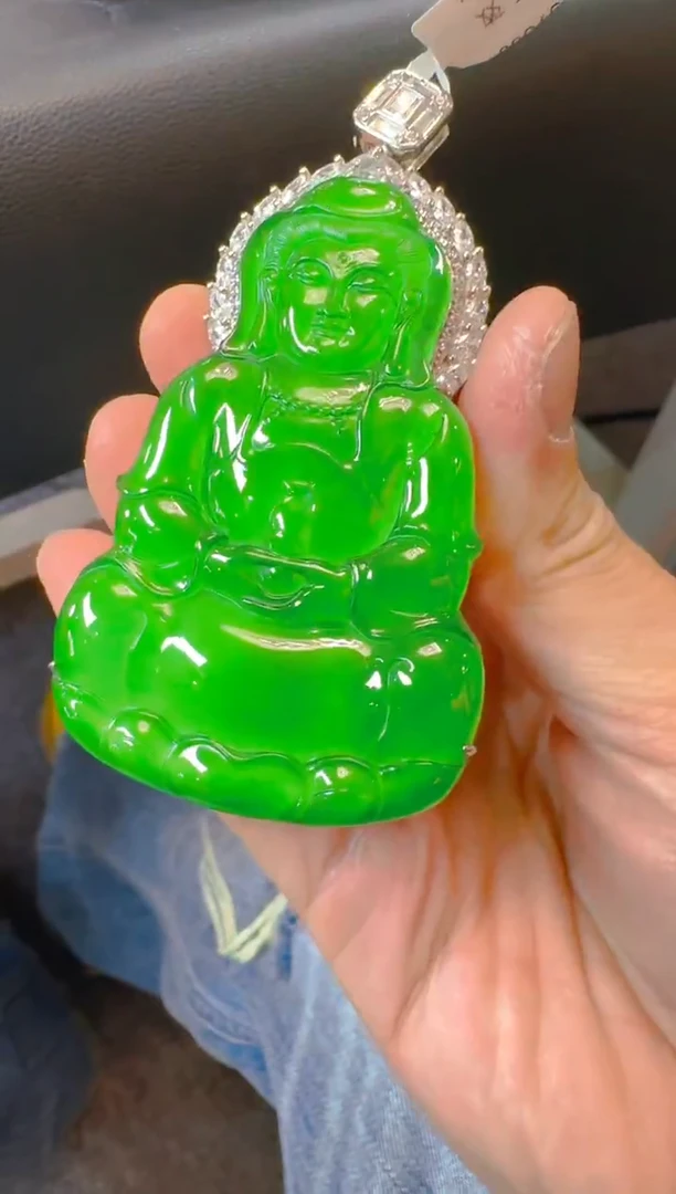 吊坠(赠链)银S925镶嵌翡翠天然A货翡翠