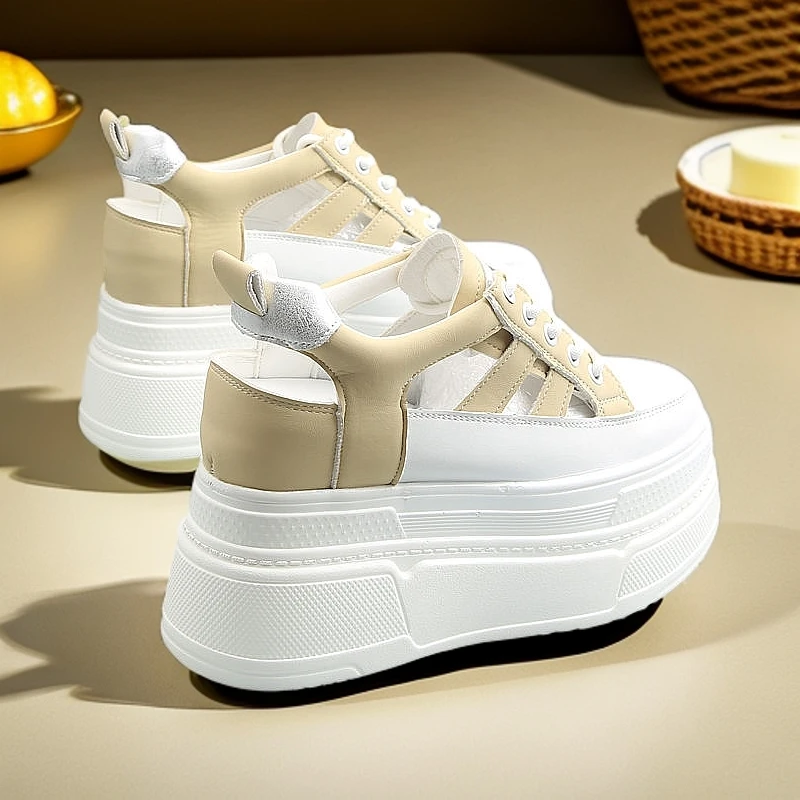 10公分厚底内增高女士凉鞋超高跟镂空小白鞋2025夏季新款高跟女鞋