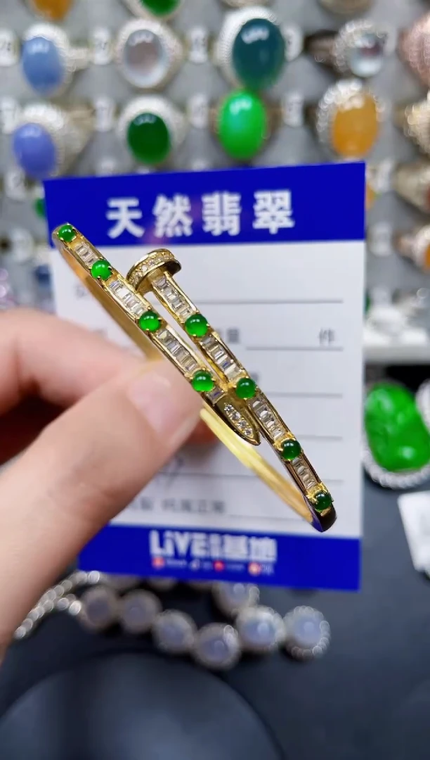 银S925镶嵌手镯翡翠433