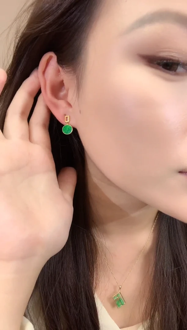 颈饰18K金镶嵌翡翠2-耳饰