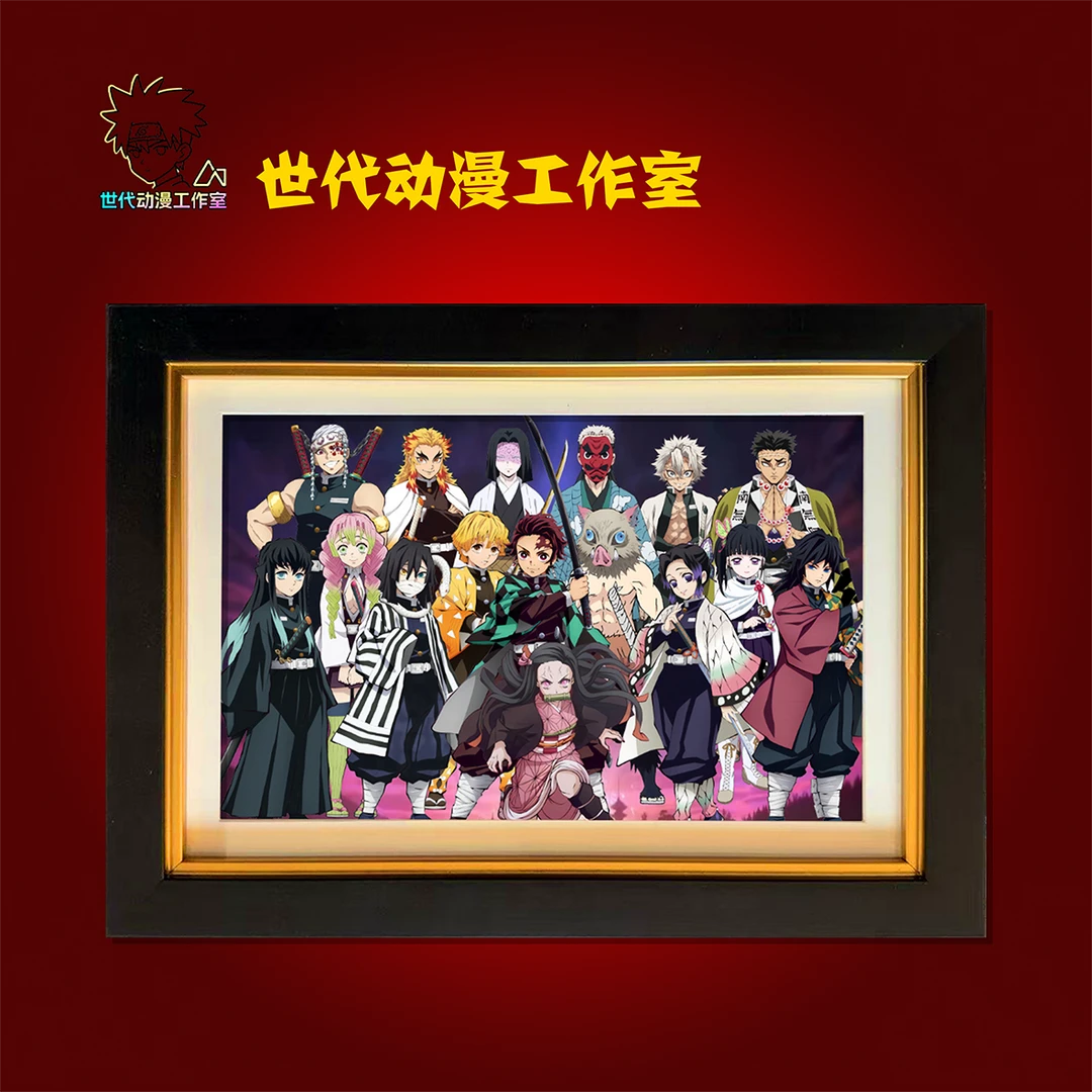 【鬼灭】36*25鬼杀小队全员集合全家福立体镂空装饰画摆件T0013