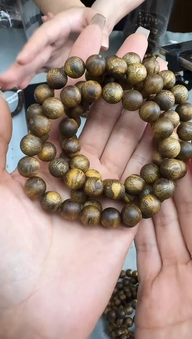 沉香手串1008海南白棋圆珠单圈多样性发一