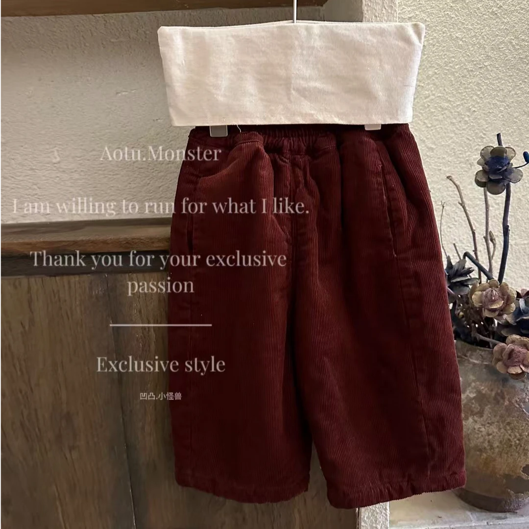 【歪歪妞童装】241854儿童复古森系加厚灯芯绒裤