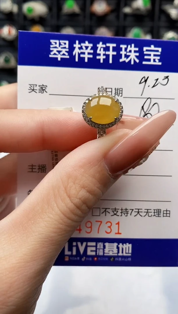 银S925镶嵌戒指翡翠9731