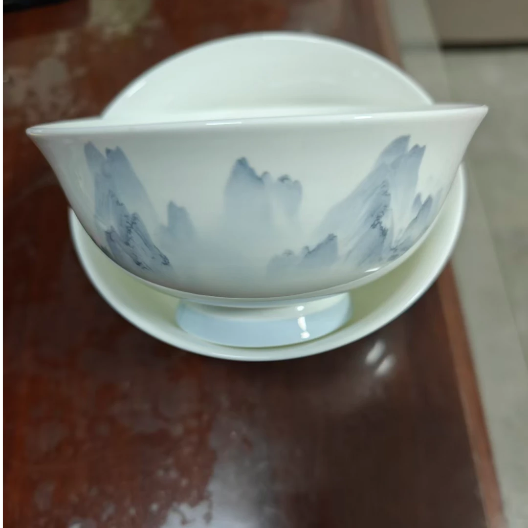 景德镇餐具【微瑕尾货】江山赋6英寸高脚碗2个装