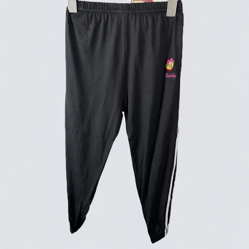 2626-01儿童黑色卡通运动休闲时尚宽松纯棉裤子卫裤泰迪熊