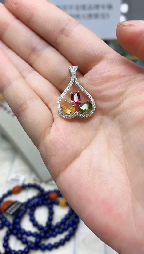 银S925镶嵌吊坠碧玺332BJ1212产品一个（多样性）