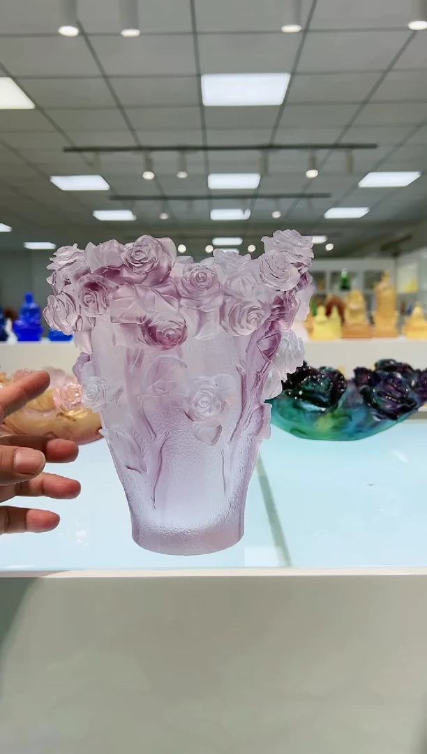 【闪购商品】茶宠古法琉璃玫瑰花瓶