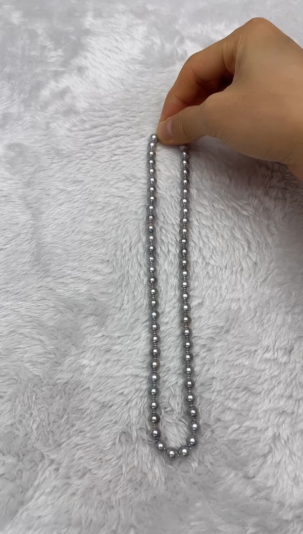 项链银S925镶嵌海水珍珠AK真多麻6.5-7mm