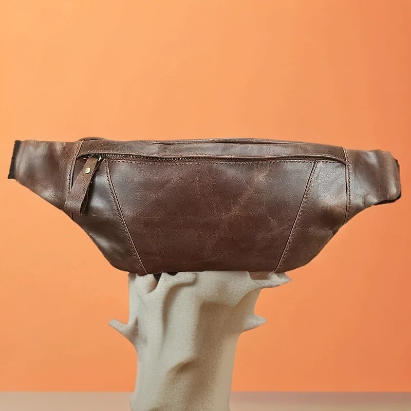 鹭登路单层韩版胸包欧美复古黑色腰包肩包户外包腰车缝线通用棕色