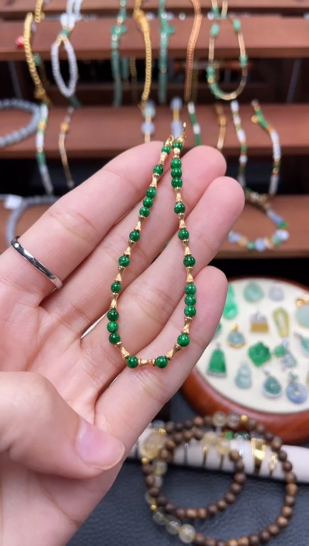 【闪购商品】翡翠套链18K金镶嵌多样性发货一个  JK696