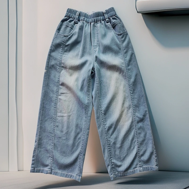 JOOJOO童装阔腿长裤薄牛仔裤夏季薄款阔腿裤夏装14222124