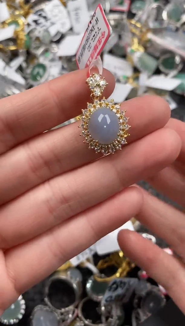 银S925镶嵌戒指翡翠10                 5