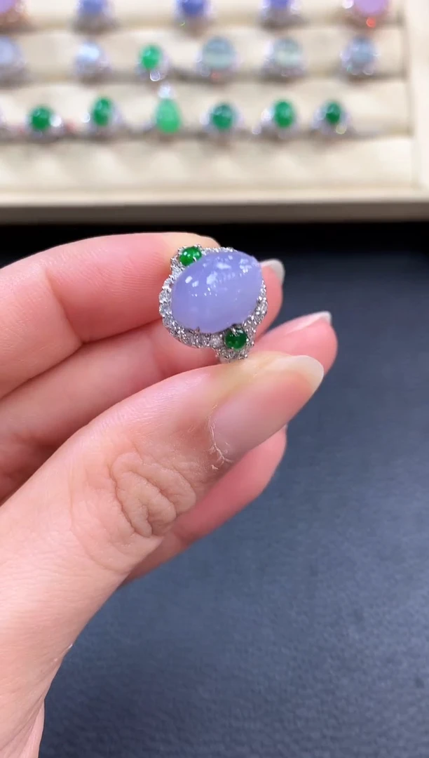 【闪购商品】翡翠戒指18K金镶嵌b92有色差